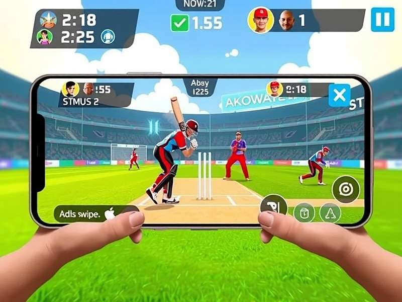 Cricket Clash - Intuitive Batting Controls Cricket Clash batting gameplay showing swipe controls